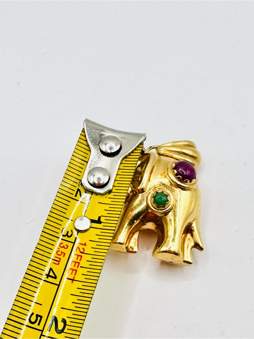 Vintage 18K Gold 750 Elephant Pendant Multicolor Gemstones 9.22g - Picture 5 of 9